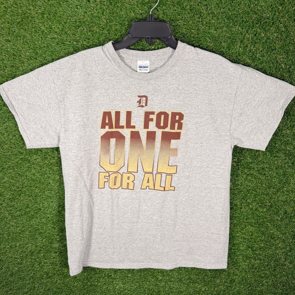 Detroit Tigers All For One For All Graphic T Shirt Mens Large Gray Gildan